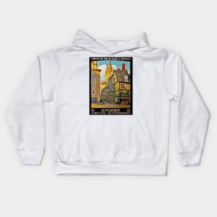 Angers France - Vintage French Travel Poster Design Kids Hoodie